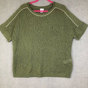 Chico's Sweater Knit Short Sleeve Crew Neck Crochet Beaded top size 3 (XL)